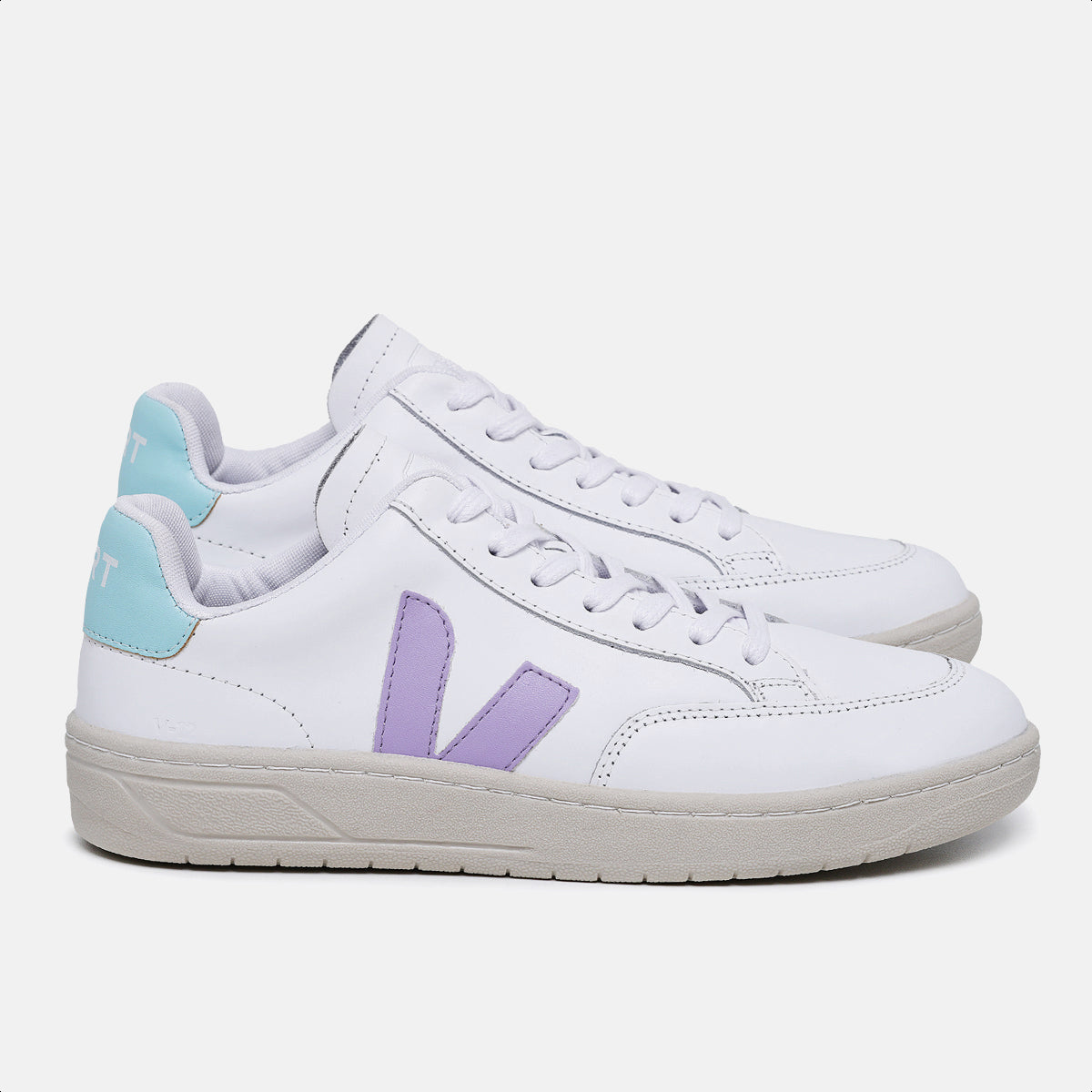 Tênis V12 Couro Extra White Acqua Lilac